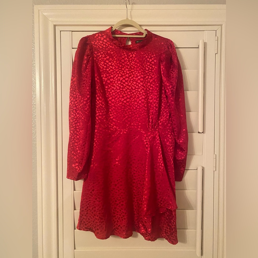 ASOS design. Size 10 red dress. Side zipper keyhole slit back.